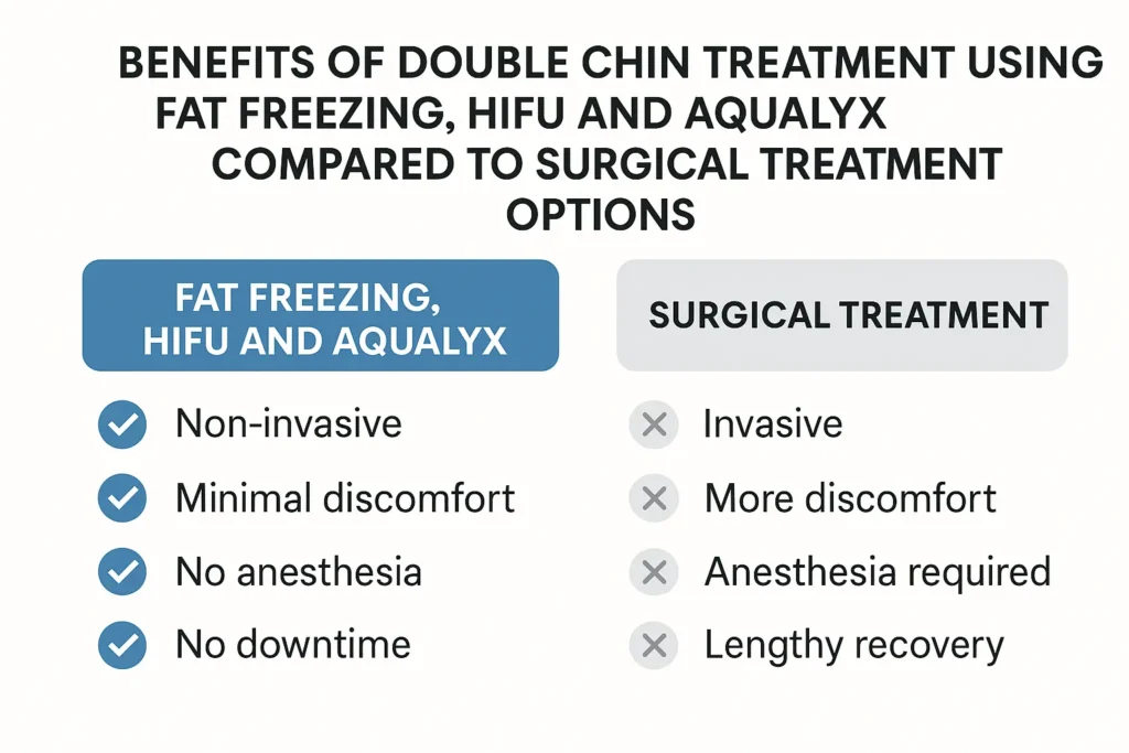 Graphic about the benefits of double chin treatment Ledbury - from LA LIPO