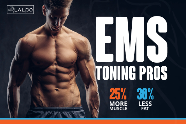 Graphic of man with toned body showing the benefits of LA-EMS Body Sculpting Ledbury treatment