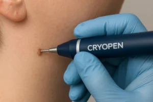 Person receiving skin tag removal Ledbury